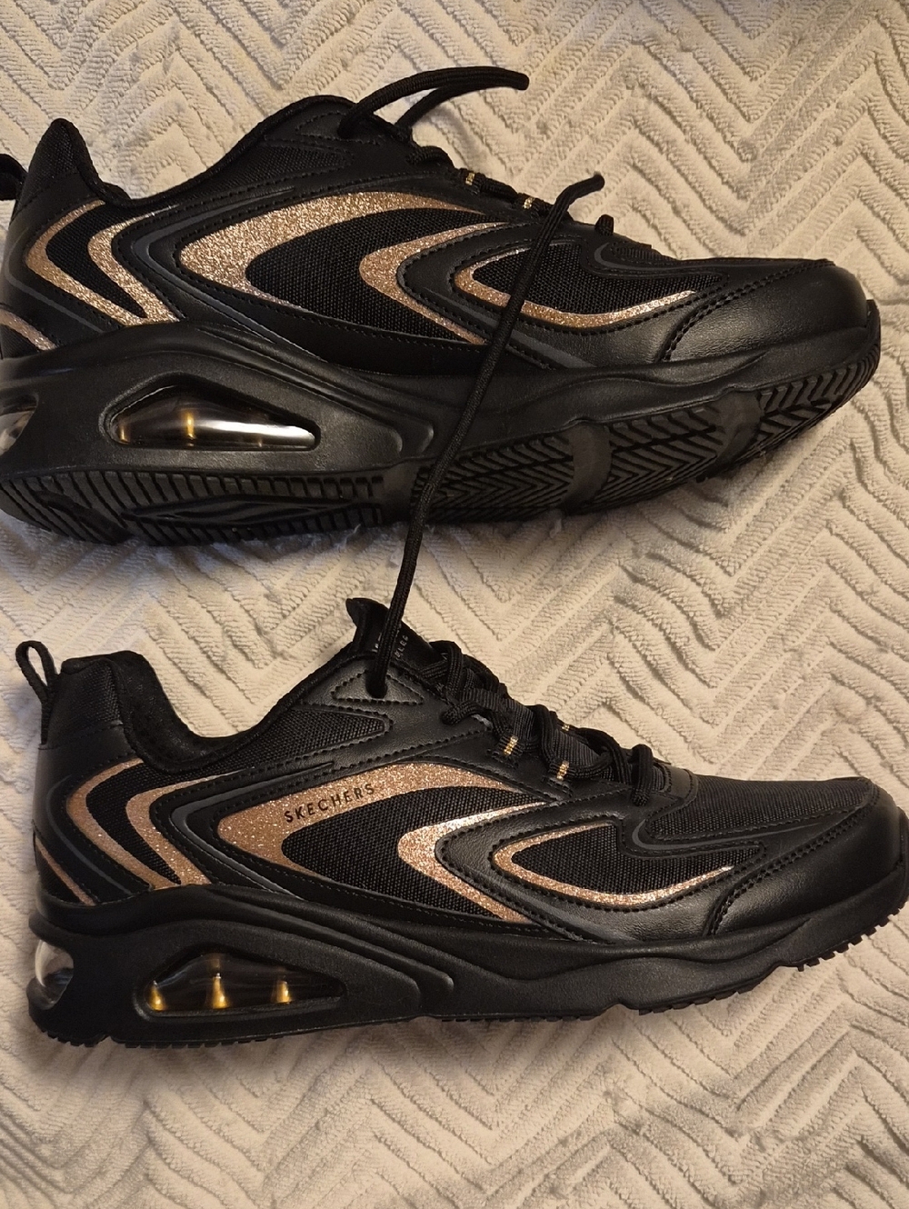 Skechers Black Sneaker with Metallic Pink-Gold Accents